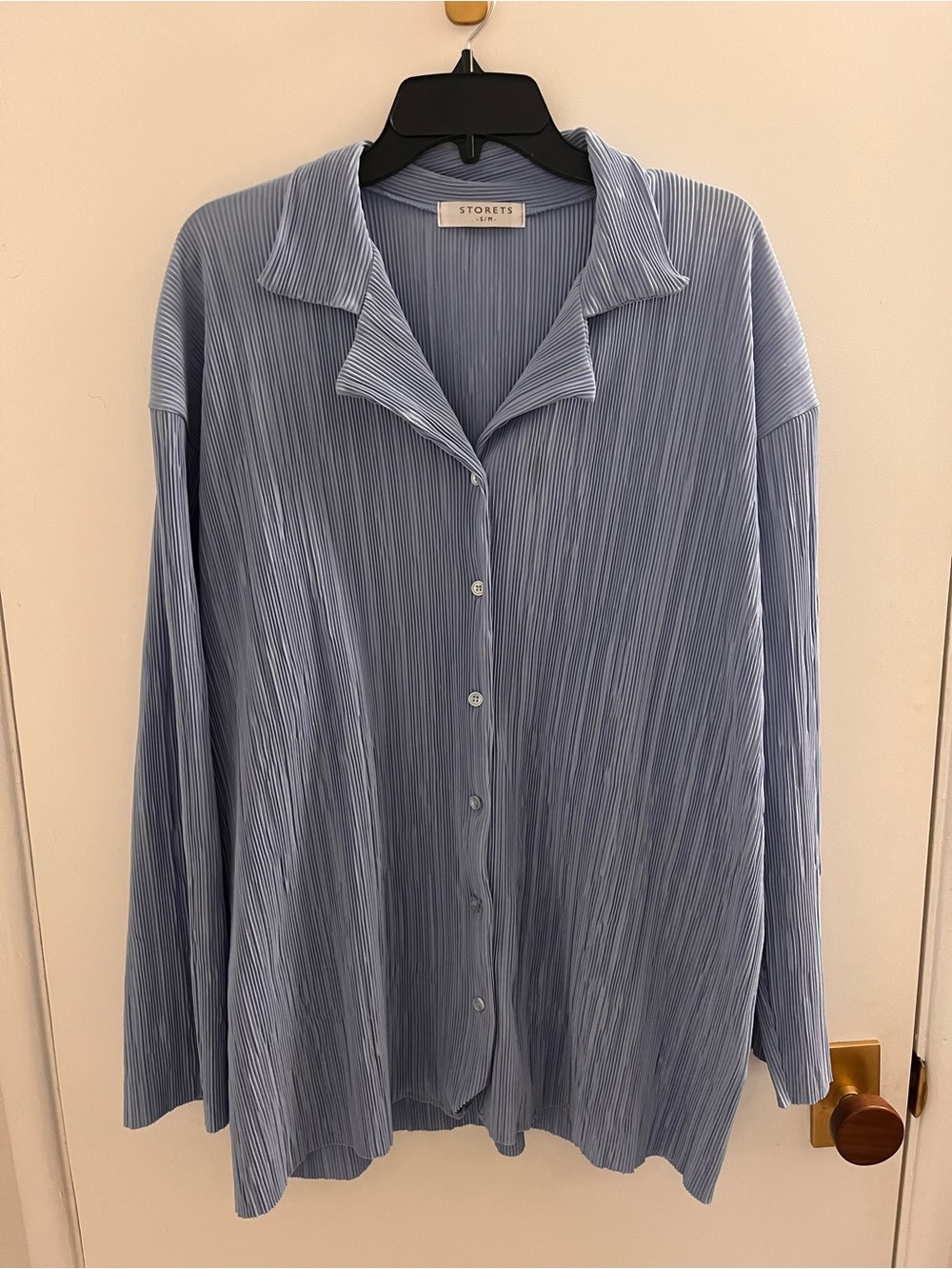 storets Light Blue Pleated oversized Button-Front Top